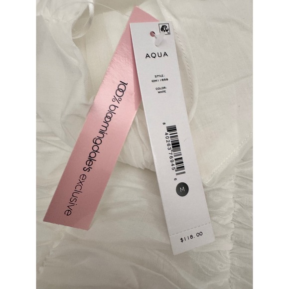 AQUA White Midi Dress‎ Ruched Bodice Sleeveless Party Cocktail Size M - Picture 9 of 9